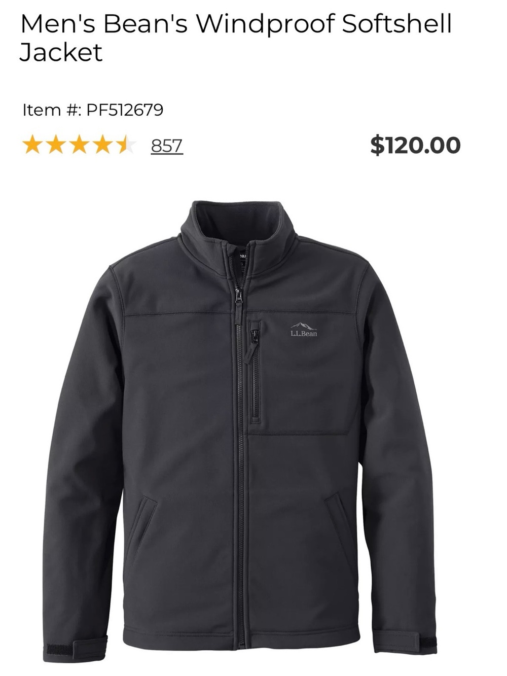 L.L. Bean Men's Softshell Jacket - Black